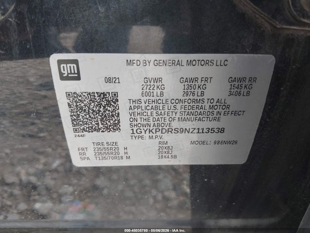 Продаж на аукціоні авто 2022 Cadillac Xt6 Awd Premium Luxury, vin: 1GYKPDRS9NZ113538, номер лоту: 45035780
