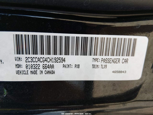 Продаж на аукціоні авто 2012 Chrysler 300 Limited, vin: 2C3CCACG4CH192594, номер лоту: 45035791