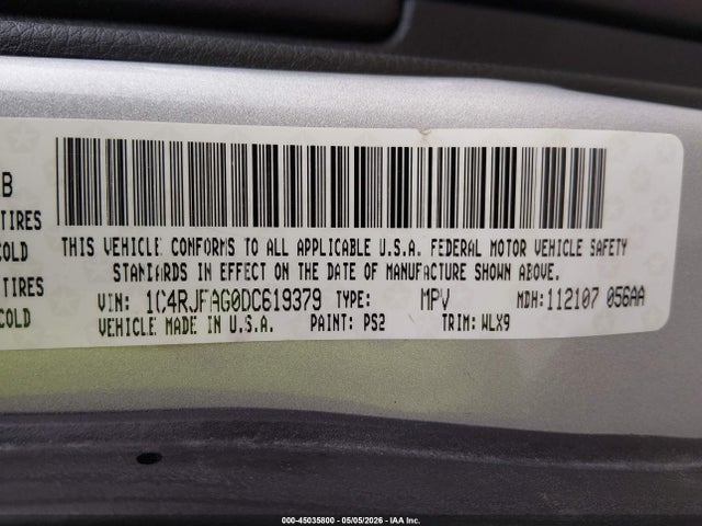 2013 Jeep Grand Cherokee Laredo Trailhawk მანქანა იყიდება აუქციონზე, vin: 1C4RJFAG0DC619379, აუქციონის ნომერი: 45035800