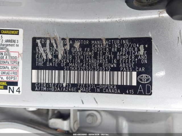 Продаж на аукціоні авто 2005 Toyota Matrix, vin: 2T1KR32E55C350312, номер лоту: 45035860