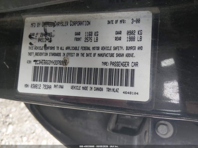 Aukcja sprzedaży 2000 Chrysler 300m, vin: 2C3HE66G3YH337690, numer aukcji: 45035869