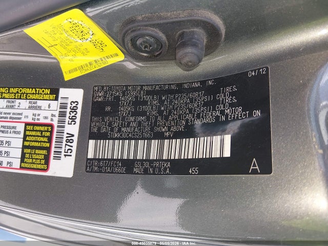 Aukcja sprzedaży 2012 Toyota Sienna Le V6 8 Passenger, vin: 5TDKK3DC4CS251663, numer aukcji: 45035879