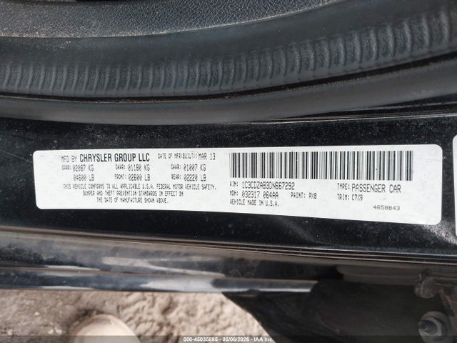 Продаж на аукціоні авто 2013 Dodge Avenger Se, vin: 1C3CDZAB3DN667292, номер лоту: 45035885