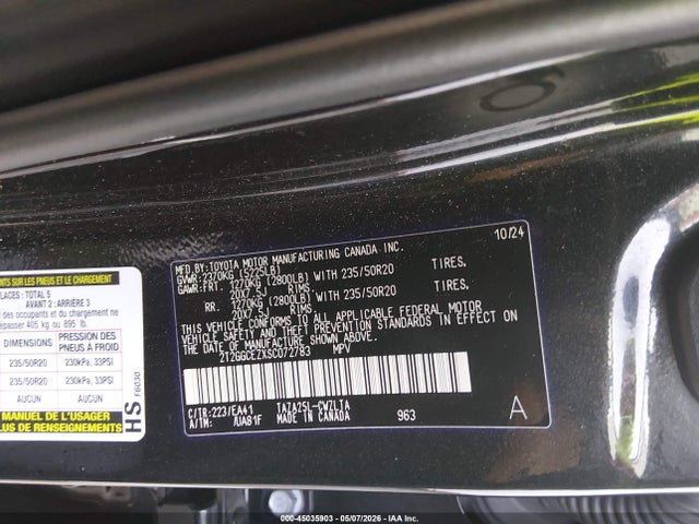 2025 Lexus Nx 350 Premium მანქანა იყიდება აუქციონზე, vin: 2T2GGCEZXSC072783, აუქციონის ნომერი: 45035903