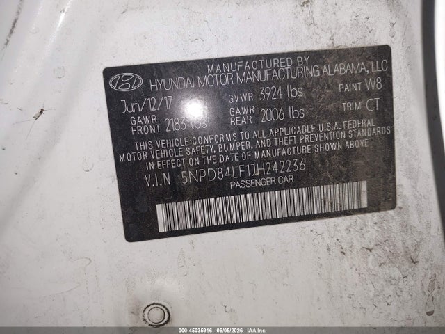 Hyundai ELANTRA SEL 2018 5NPD84LF1JH242236 Image 9