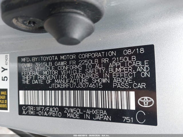 Toyota Prius Two 2018 JTDKBRFU7J3074615 Image 9
