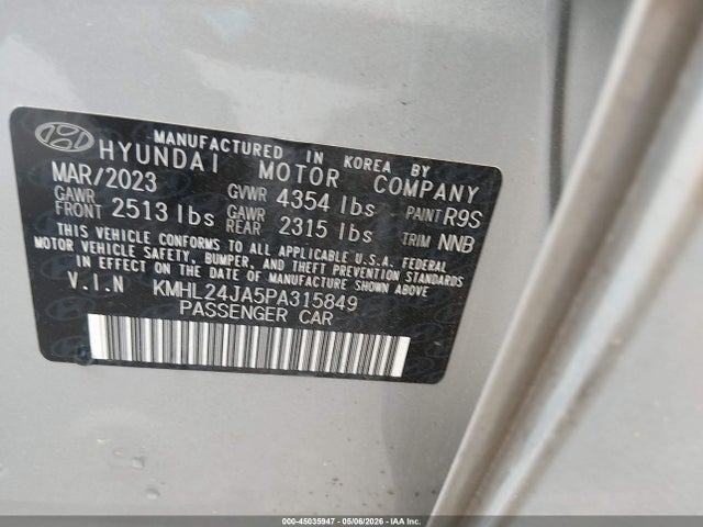 Aukcja sprzedaży 2023 Hyundai Sonata Se, vin: KMHL24JA5PA315849, numer aukcji: 45035947