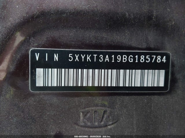 2011 Kia Sorento Lx მანქანა იყიდება აუქციონზე, vin: 5XYKT3A19BG185784, აუქციონის ნომერი: 45035962