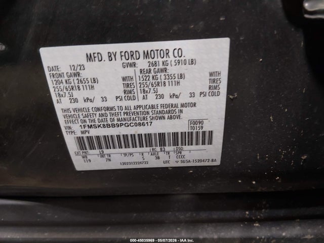 1FMSK8BB9PGC08617 Ford Explorer