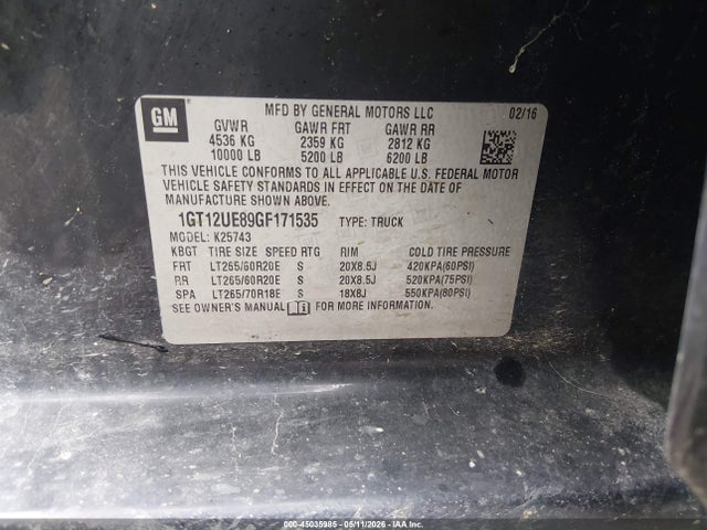 Продажа на аукционе авто 2016 Gmc Sierra 2500hd Denali, vin: 1GT12UE89GF171535, номер лота: 45035985