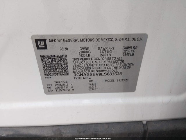 3GNAXSEV9LS681635 Chevrolet Equinox Awd Ls