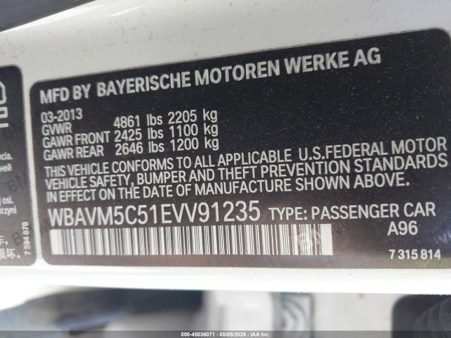 Продажа на аукционе авто 2014 Bmw X1 Xdrive35i, vin: WBAVM5C51EVV91235, номер лота: 45036071
