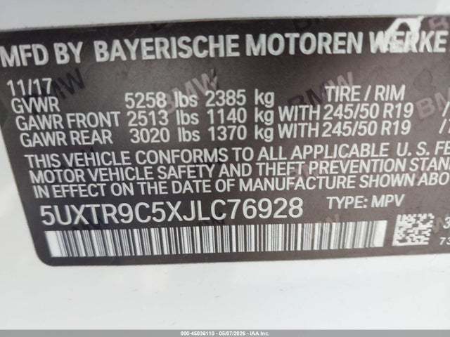 5UXTR9C5XJLC76928 BMW X3 Xdrive30i