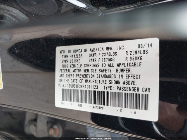 Продаж на аукціоні авто 2015 Acura Tlx, vin: 19UUB1F39FA001123, номер лоту: 45036120