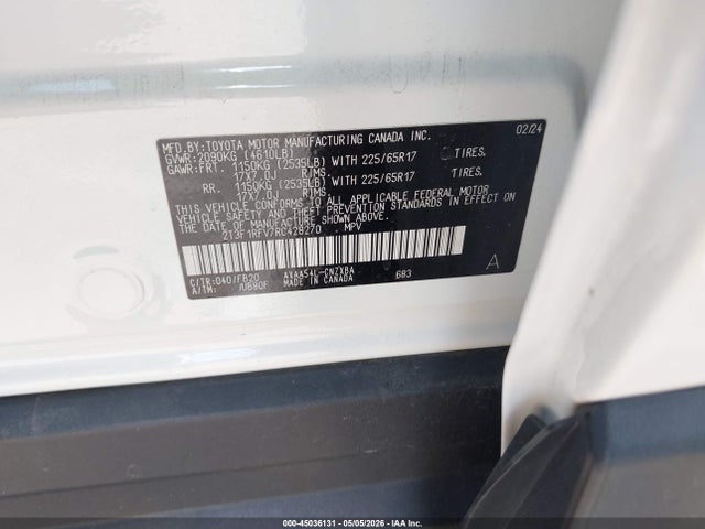 Продажа на аукционе авто 2024 Toyota Rav4 Le, vin: 2T3F1RFV7RC428270, номер лота: 45036131