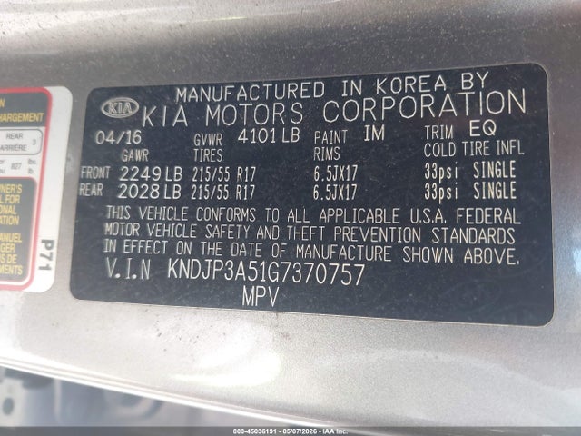 Продажа на аукционе авто 2016 Kia Soul +, vin: KNDJP3A51G7370757, номер лота: 45036191