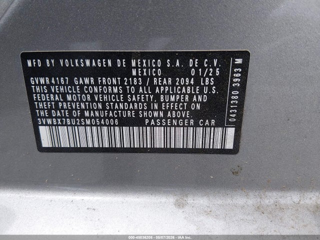 Aukcja sprzedaży 2025 Volkswagen Jetta 1.5t Sport, vin: 3VWBX7BU2SM054006, numer aukcji: 45036208