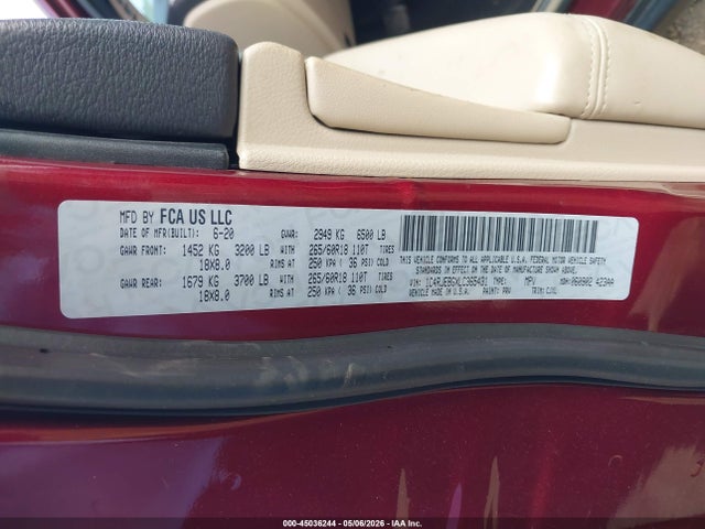 Aukcja sprzedaży 2020 Jeep Grand Cherokee Limited 4x2, vin: 1C4RJEBGXLC365431, numer aukcji: 45036244