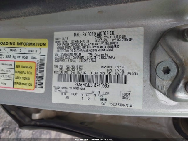 Ford Fusion Energi Titanium 2015 3FA6P0SU3FR245685 Image 9
