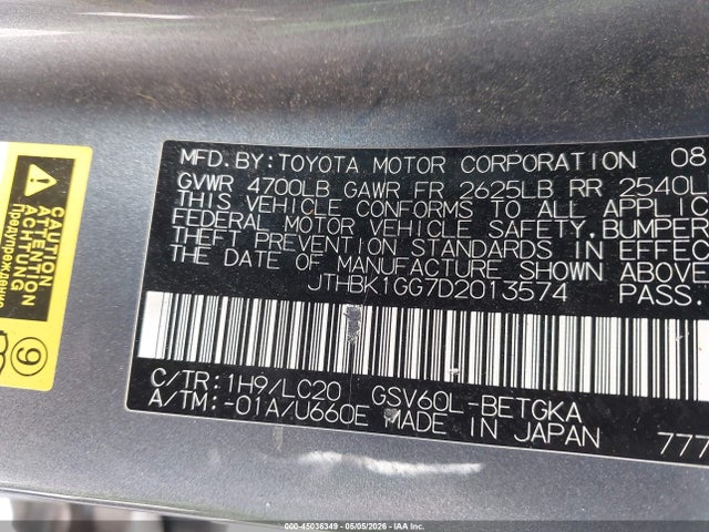 Продажа на аукционе авто 2013 Lexus Es 350, vin: JTHBK1GG7D2013574, номер лота: 45036349