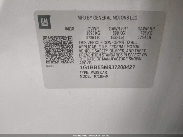 1G1BB5SM9J7208427 Chevrolet Cruze Ls Manual
