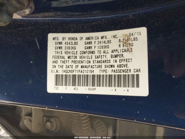 1HGCR6F71FA010194 Honda Accord Hybrid Touring