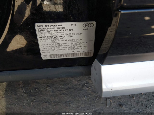 45036392 :رقم المزاد ، WA1ANAFY0J2128196 vin ، 2018 Audi Q5 2.0t Premium/2.0t Tech Premium مزاد بيع