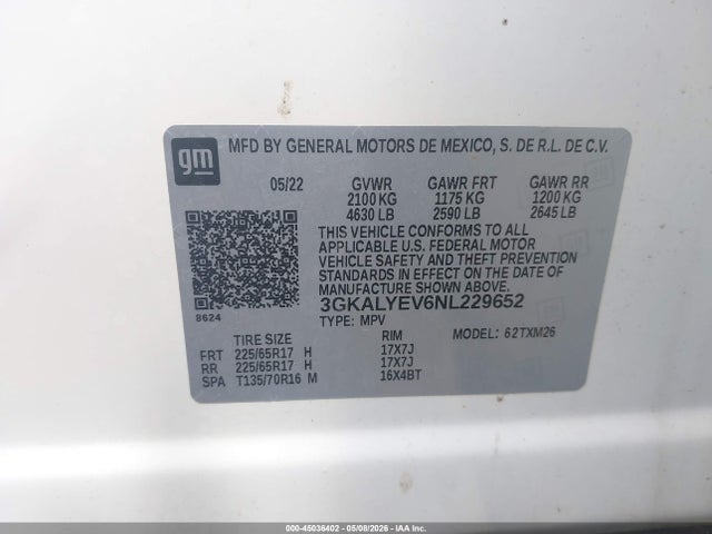 2022 Gmc Terrain Awd At4 მანქანა იყიდება აუქციონზე, vin: 3GKALYEV6NL229652, აუქციონის ნომერი: 45036402