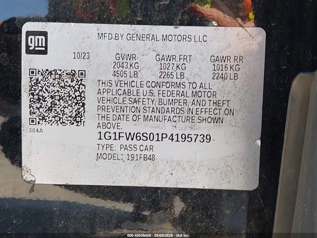 Aukcja sprzedaży 2023 Chevrolet Bolt Ev Fwd 1lt, vin: 1G1FW6S01P4195739, numer aukcji: 45036408