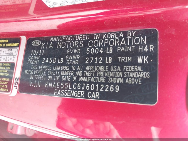 45036449 :رقم المزاد ، KNAE55LC6J6012269 vin ، 2018 Kia Stinger Gt2 مزاد بيع