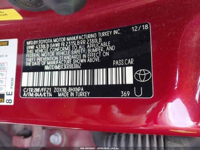 NMTKHMBX3KR083862 Toyota C-HR XLE