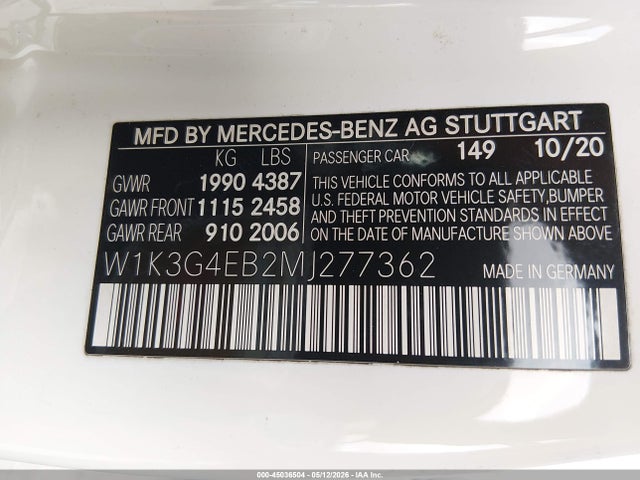 Продаж на аукціоні авто 2021 Mercedes-benz A 220, vin: W1K3G4EB2MJ277362, номер лоту: 45036504