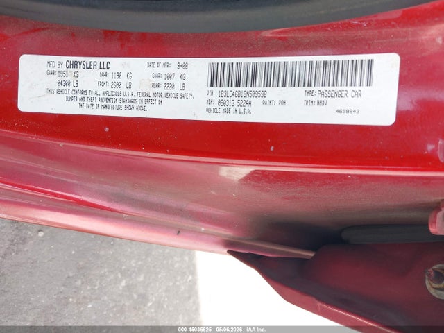 45036525 :رقم المزاد ، 1B3LC46B19N509598 vin ، 2009 Dodge Avenger Se/sxt مزاد بيع