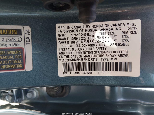 2HKRM3H55FH527816 Honda CR-V EX