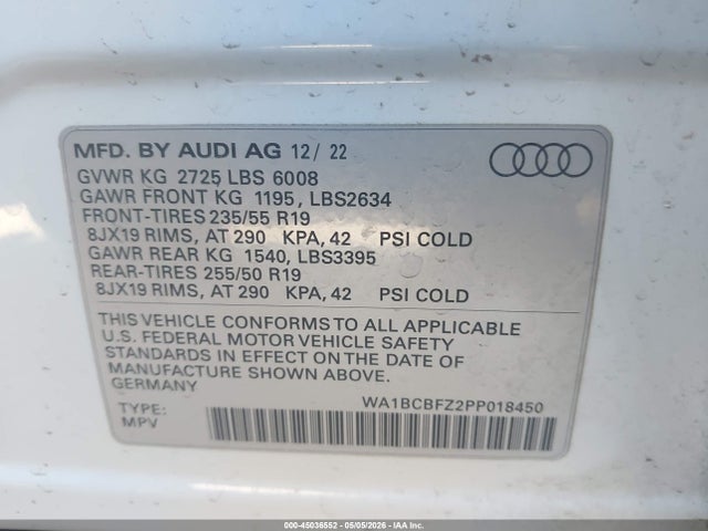 Aukcja sprzedaży 2023 Audi Q4 E-tron Premium Plus 40 Rwd, vin: WA1BCBFZ2PP018450, numer aukcji: 45036552
