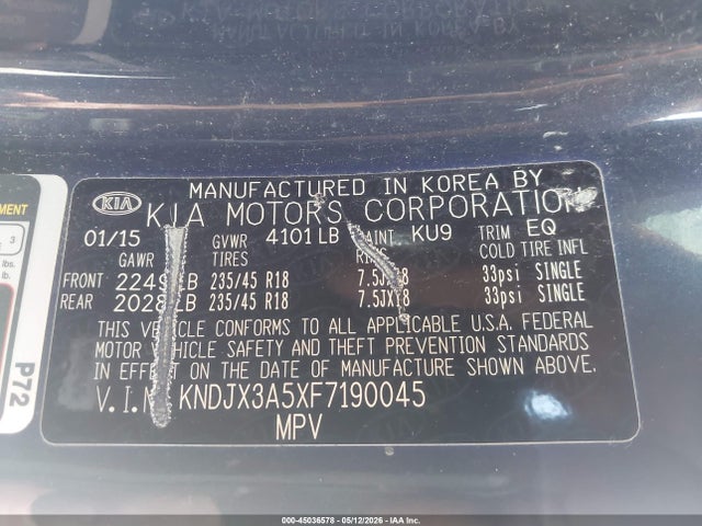 Продаж на аукціоні авто 2015 Kia Soul !, vin: KNDJX3A5XF7190045, номер лоту: 45036578