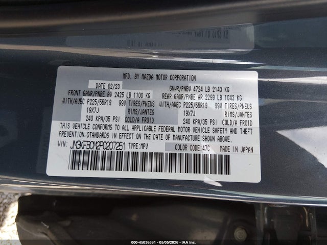 Aukcja sprzedaży 2023 Mazda Cx-5 2.5 S Carbon Edition, vin: JM3KFBCM2P0207251, numer aukcji: 45036591