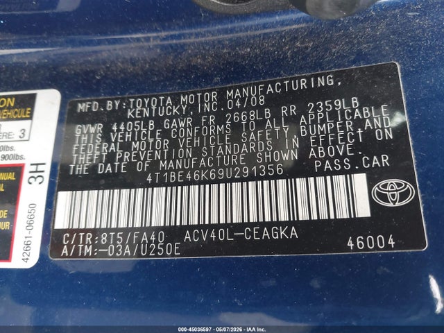 Продаж на аукціоні авто 2009 Toyota Camry Xle, vin: 4T1BE46K69U291356, номер лоту: 45036597