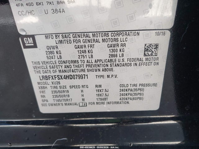Buick Envision Premium Ii 2017 LRBFXFSX4HD079971 Image 9