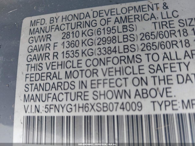 5FNYG1H6XSB074009 Honda Pilot Trailsport