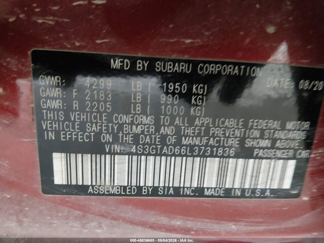 4S3GTAD66L3731836 Subaru Impreza Premium 5-door