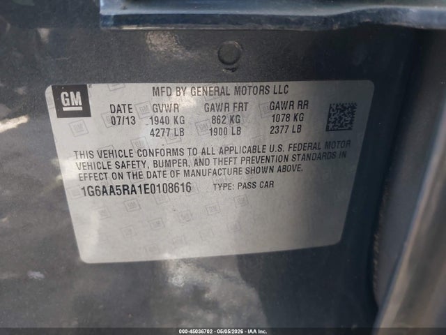 Продажа на аукционе авто 2014 Cadillac Ats Standard, vin: 1G6AA5RA1E0108616, номер лота: 45036702