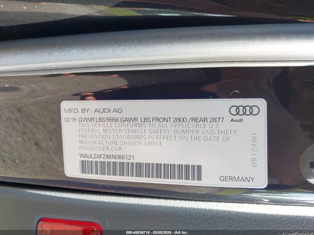 Aukcja sprzedaży 2019 Audi A6 55 Premium, vin: WAUL2AF2XKN086121, numer aukcji: 45036718