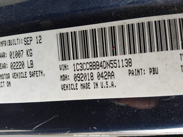 Продажа на аукционе авто 2013 Chrysler 200 Touring, vin: 1C3CCBBB4DN551138, номер лота: 45036747