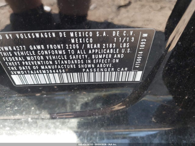 Aukcja sprzedaży 2014 Volkswagen Jetta 1.8t Se, vin: 3VWD17AJ4EM394456, numer aukcji: 45036753