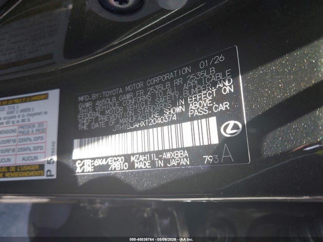 Продажа на аукционе авто 2026 Lexus Ux 300h Premium, vin: JTHYBJAHXT2040374, номер лота: 45036764