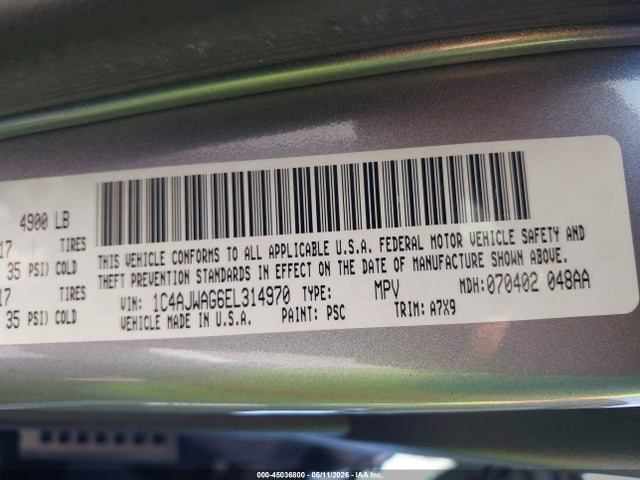 1C4AJWAG6EL314970 Jeep Wrangler Sport