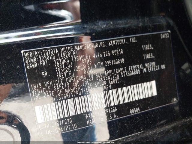 45036812 :رقم المزاد ، 4T3T6RFV7PU115882 vin ، 2023 Toyota Rav4 Hybrid Se مزاد بيع