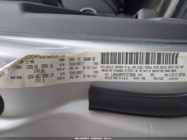 Aukcja sprzedaży 2007 Jeep Commander Sport, vin: 1J8HG48P57C573890, numer aukcji: 45036972