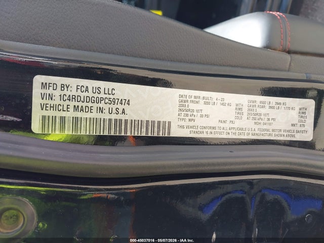 Продажа на аукционе авто 2023 Dodge Durango Gt Plus Awd, vin: 1C4RDJDG0PC597474, номер лота: 45037016